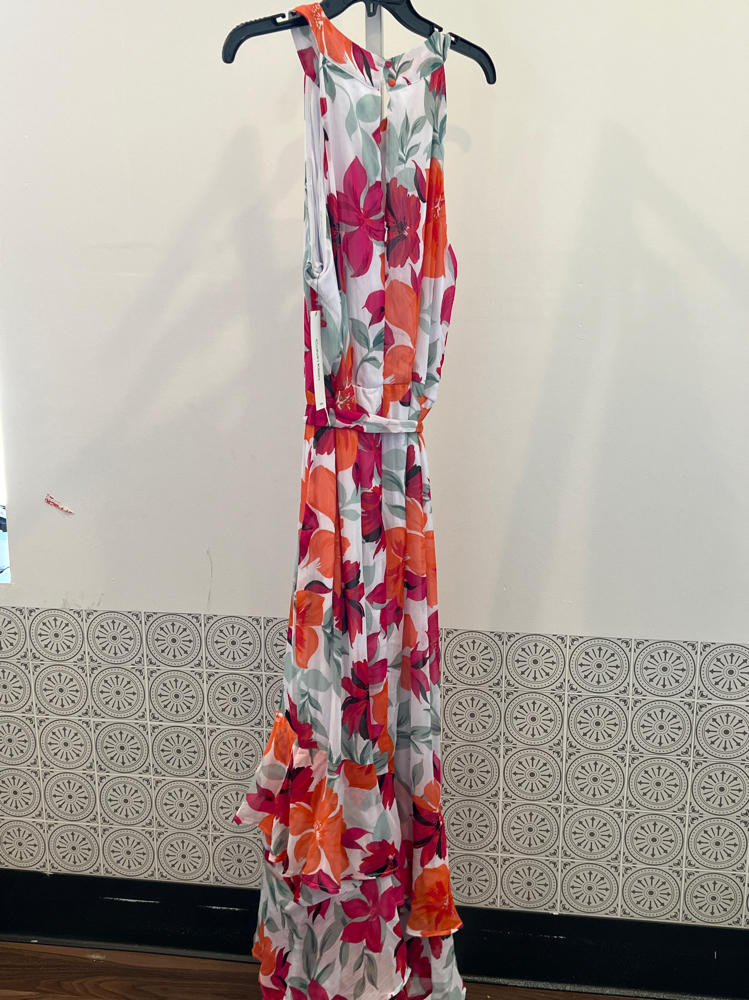 Calvin Klein Women White Floral-Print Halter Maxi Dress Size 16W