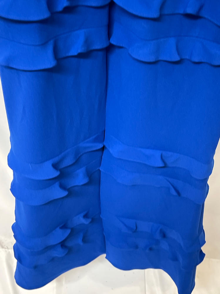 Sleeveless Crepe Flounce Midi Dress In True Blue 12 (not to max retail the size is 12 and color is ture blue)