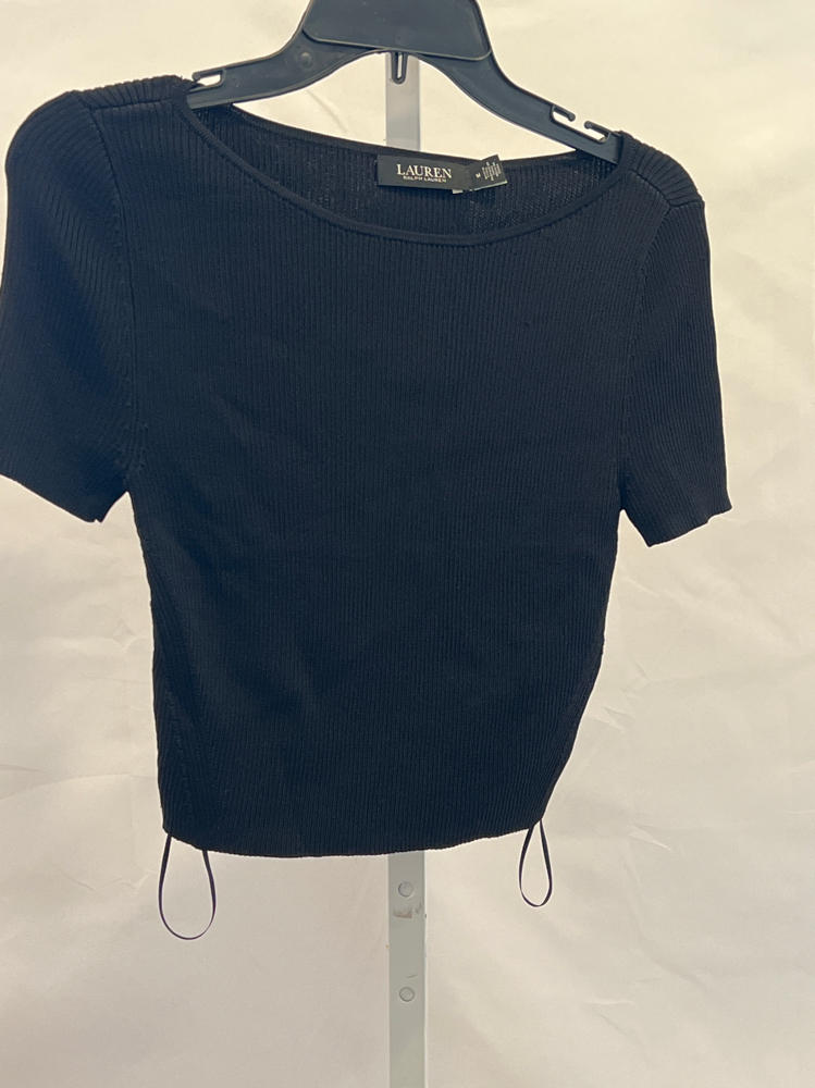 Black Cropped Short-Sleeve Sweater for Women by Lauren Ralph Lauren