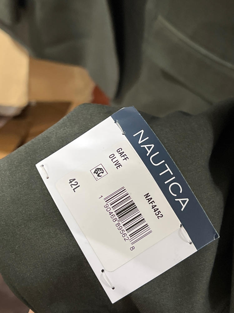 Nautica Mens Modern fit 2 Piece Suit 42 L / 36 Waist Olive Green Solid Stretch