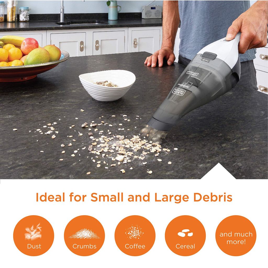 BLACK+DECKER dustbuster Handheld Vacuum, Cordless, White (Model HNVC220BCZ10FF)