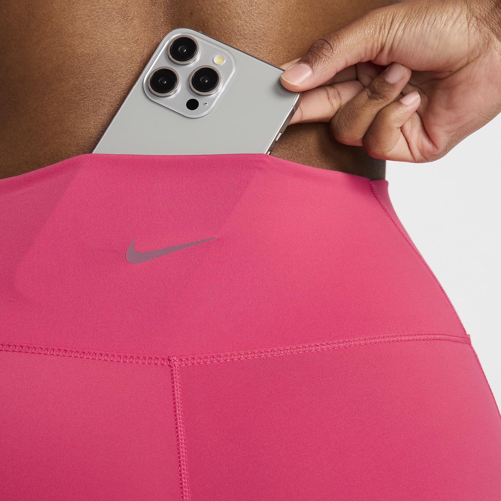 Nike One Women's High-Waisted 7/8 Leggings with Pockets (FN3241-629, Aster Pink/Black) Size Large