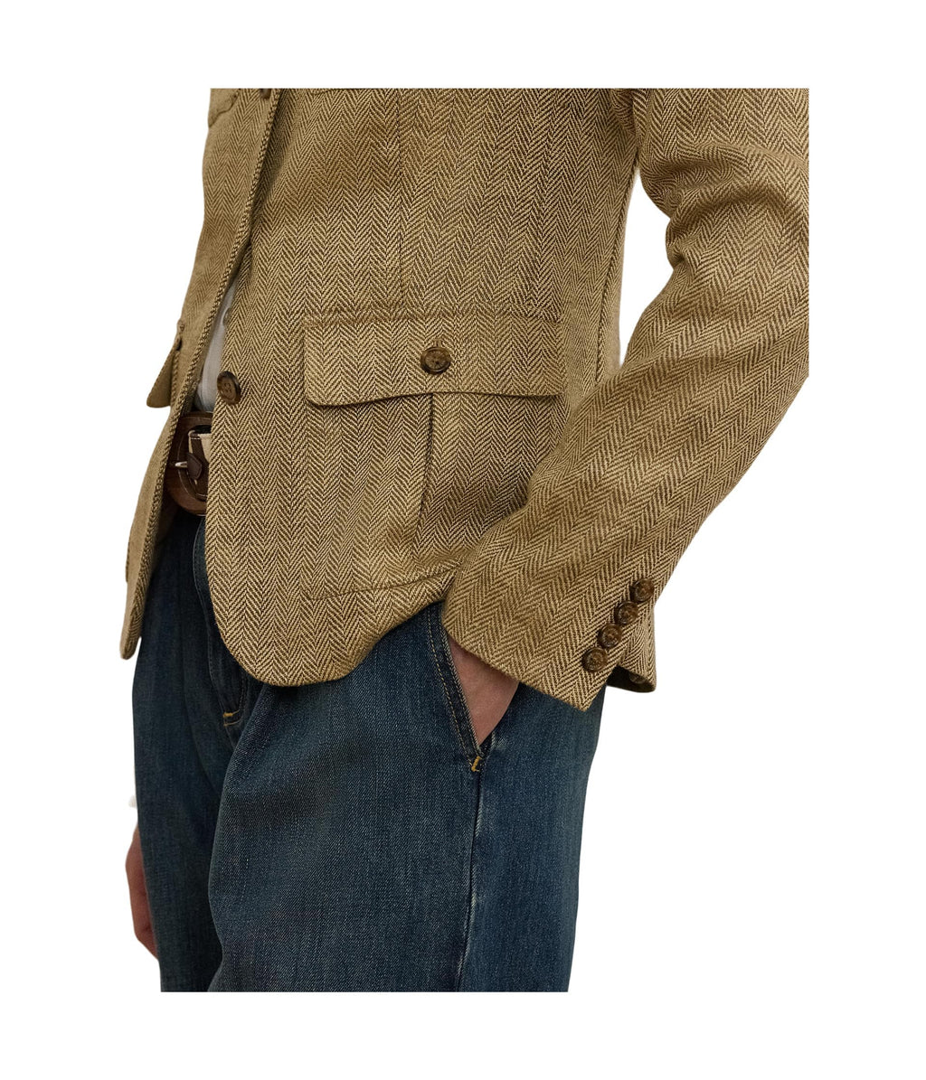 Lauren Ralph Lauren Womens Herringbone Linen Jacket, Light Brown/Tan, 6