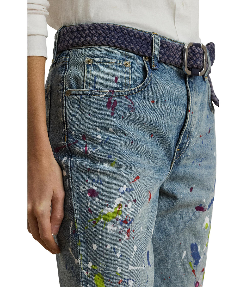 Lauren Ralph Lauren Womens Print Boyfriend Tapered Ankle Jeans Alicia Wash 12 Inseam: 28