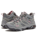 HI-TEC Apex Lite Mid WP Waterproof Hiking Boots for Women, Lightweight Outdoor and Trail Shoes - Medium Grey/Light Pink, 10 Medium