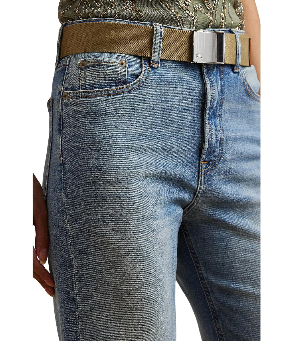 Lauren Ralph Lauren, Womens, High-Rise Wide-Leg Jeans, Alicia Wash, Size: 12, Inseam: 32.5