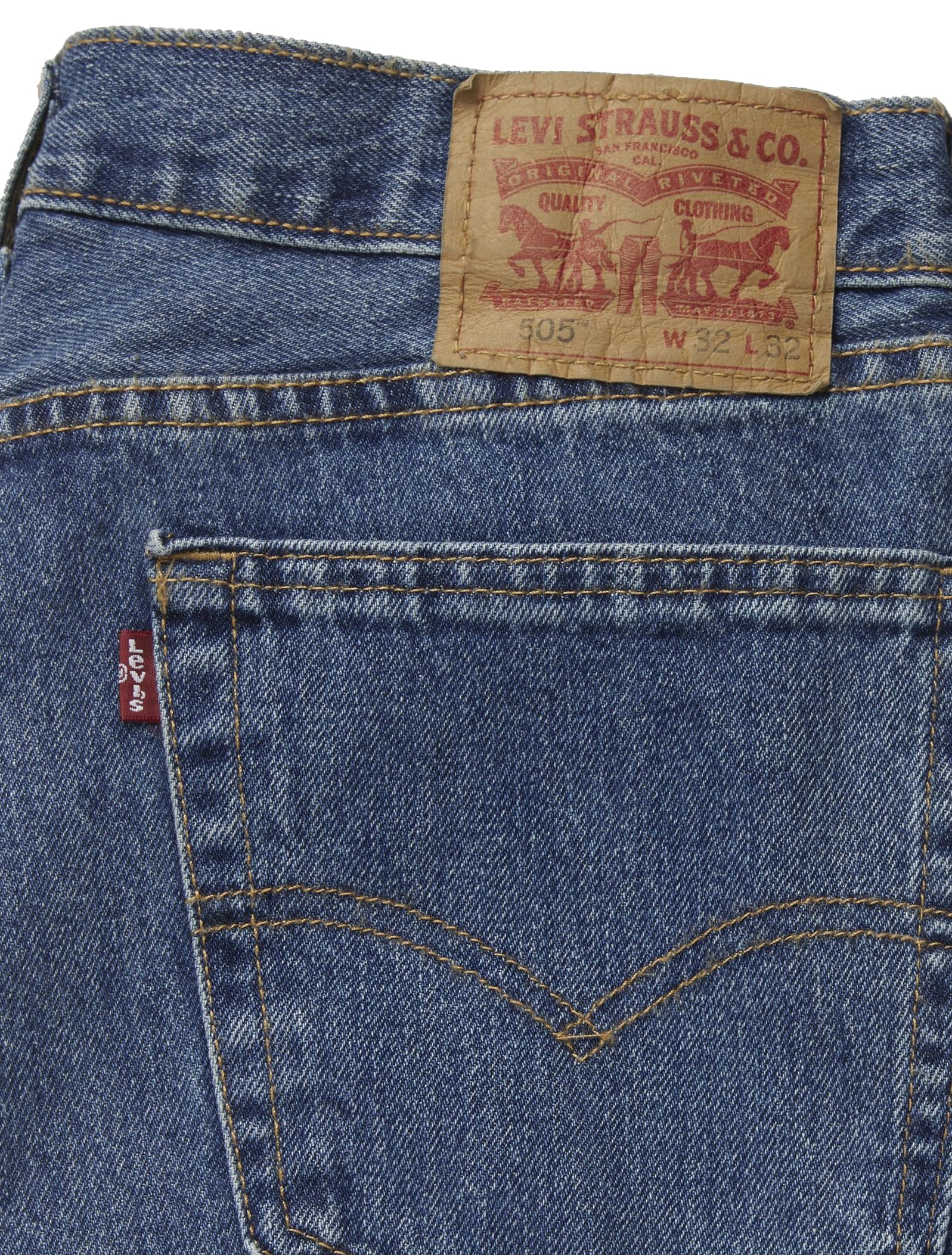 Levi's Men's 505 Regular Fit Jeans (Also Available in Big & Tall), Medium Stonewash, 33W x 32L