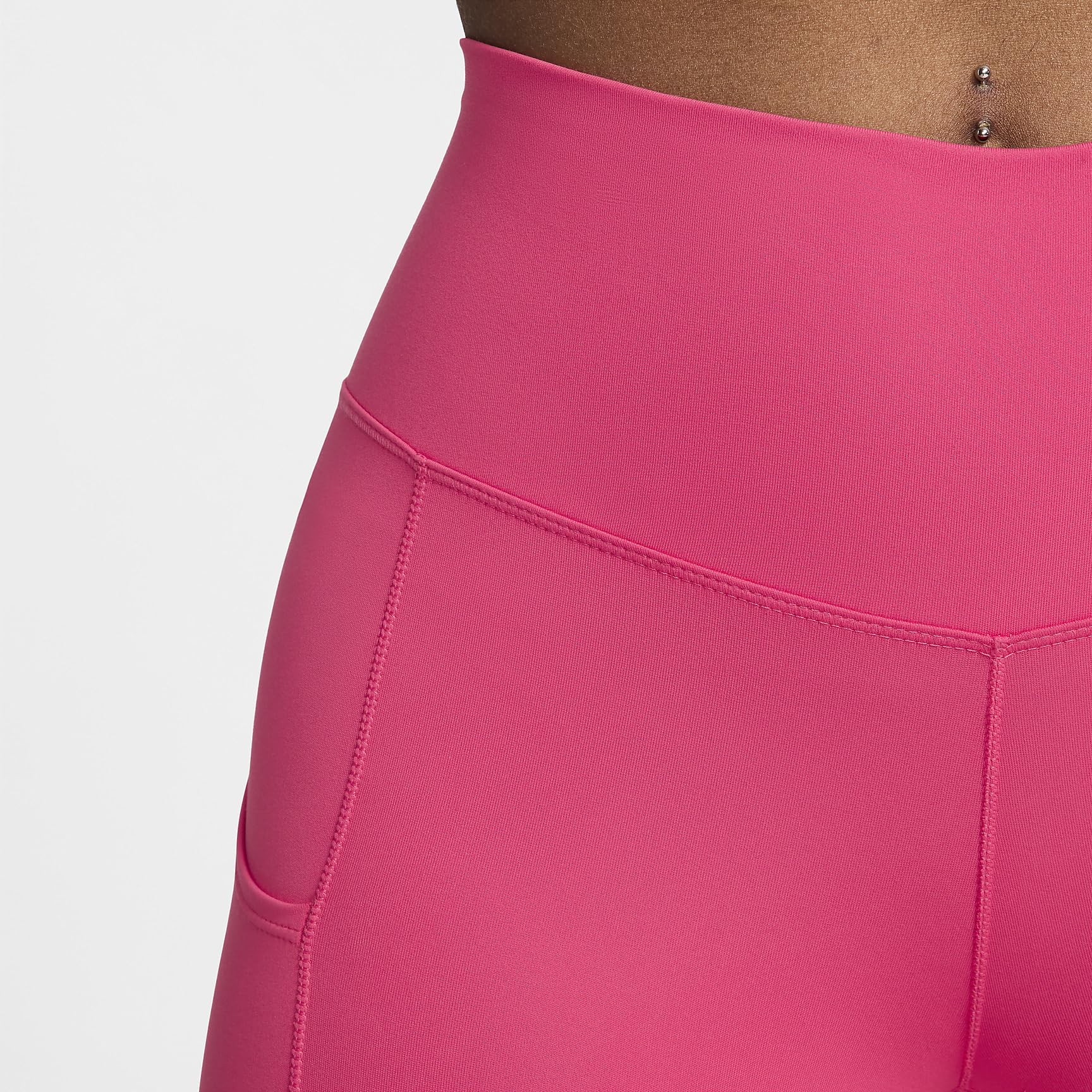 Nike One Women's High-Waisted 7/8 Leggings with Pockets (FN3241-629, Aster Pink/Black) Size Large