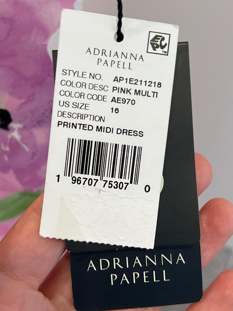 Adrianna Papell Womens Printed Midi Dress Pink Multi 16