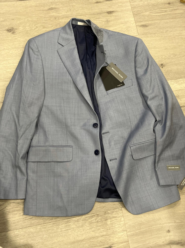Michael Kors Mens Modern Fit Wool Plaid Suit Jacket 38 SHORT LIGHT Blue - NWT