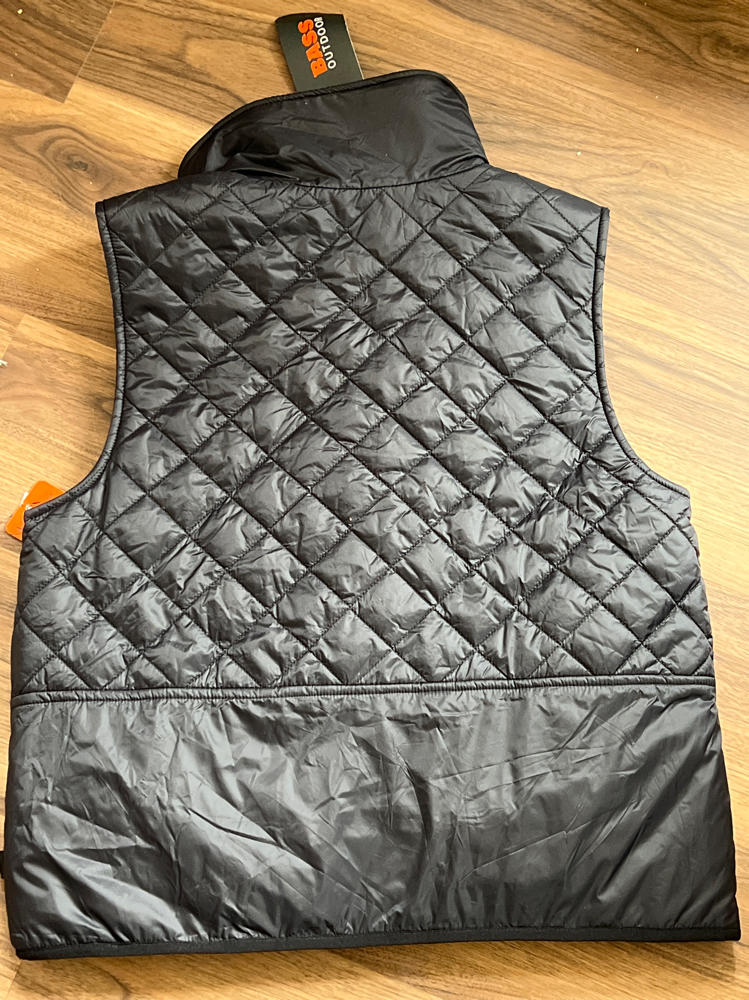 Bass Outdoor Women s Quilted Zip-Front Sleeveless Vest  Black  M, large.