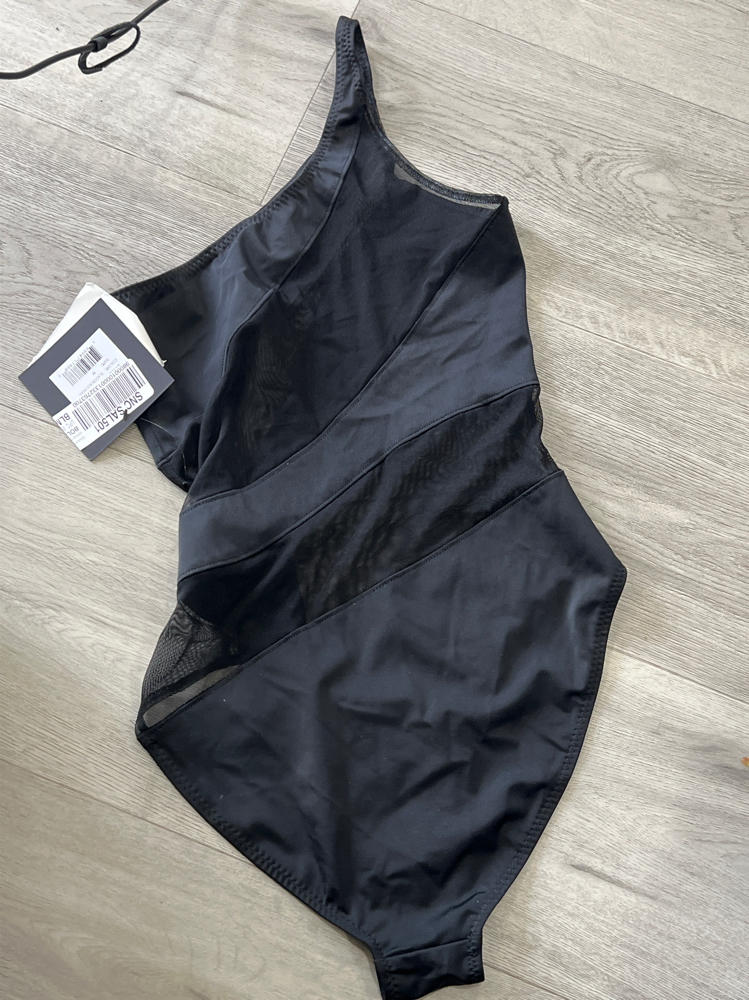 Norma Kamali Women's Snake Mesh One Piece Swimsuit, Black/Black Mesh, M