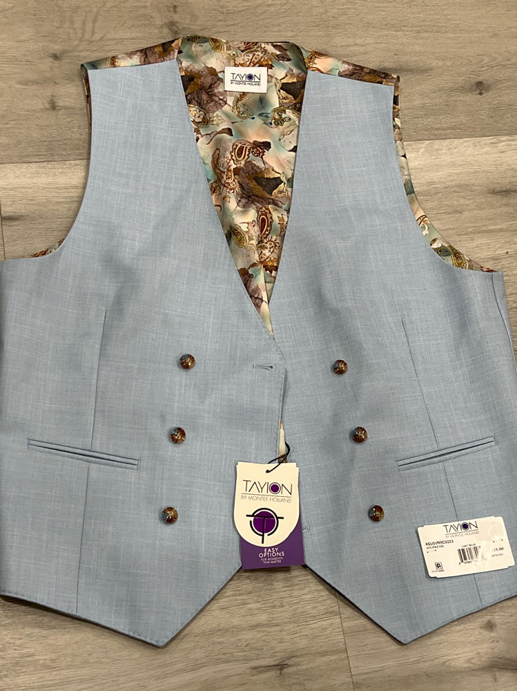 Tayion Collection Men's Light blue Regular-Fit Suit Vest Size M