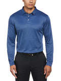 Pga Tour  Men's Mini Jacquard Long Sleeve Golf Polo Shirt - Peacoat