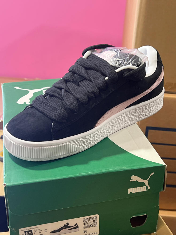 Puma Women's Suede XL Black/Whisp of Pink shoes Medium new