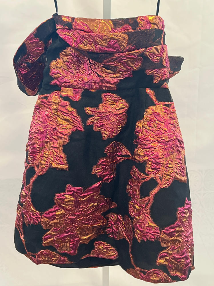 Dress the Population Olive Floral Jacquard Off the Shoulder Cocktail Minidress