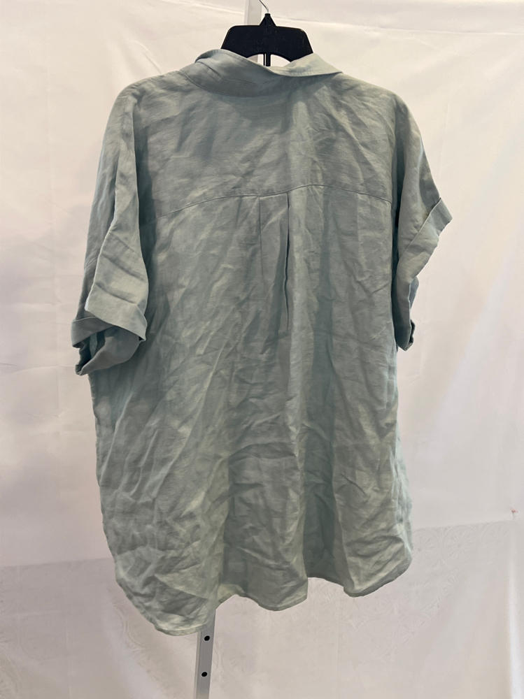 Lauren Ralph Lauren, Women's, Plus Size Relaxed Fit Linen Short Sleeve Shirt, Aqua Pearl, 3X