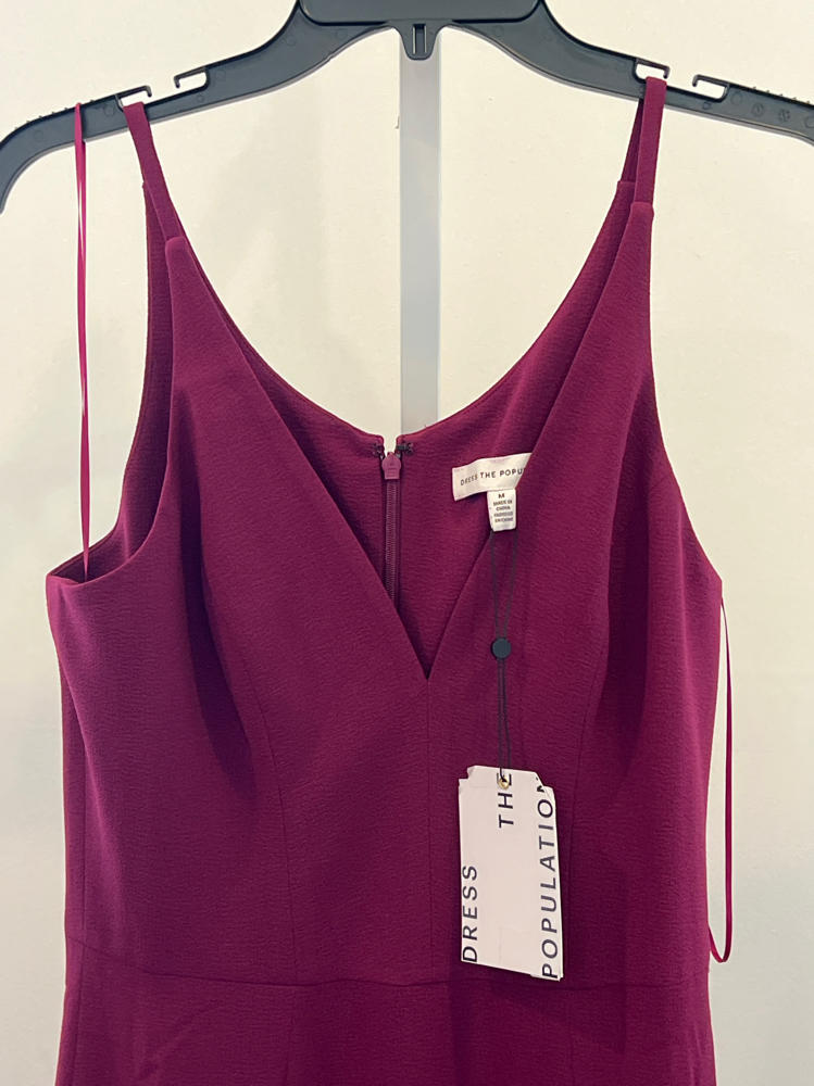 Dress the Population Dark Magenta Iris Dress slit gown Size M