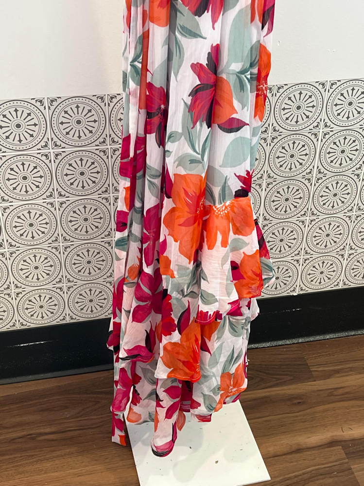 Calvin Klein Women White Floral-Print Halter Maxi Dress Size 16W