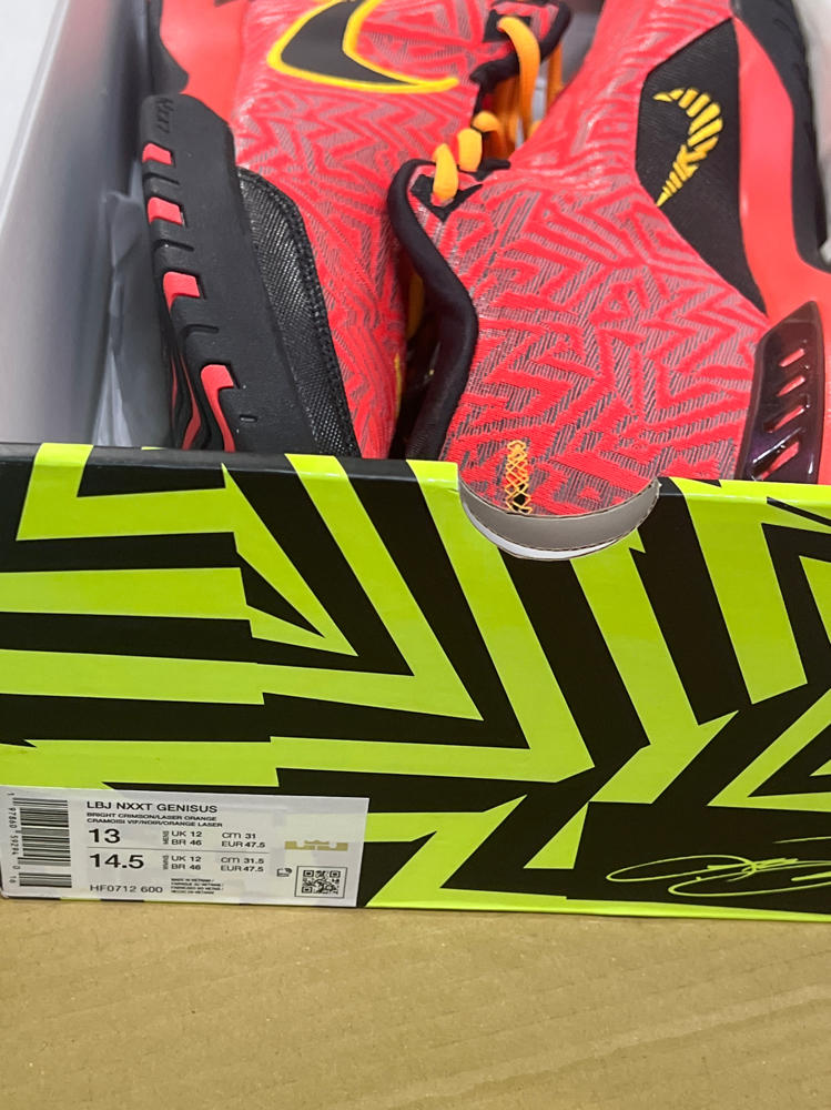 Nike Lebron NXXT Genisus Basketball Shoes (HF0712-600, Bright Crimson/Black/Sundial/Laser Orange) Size 13