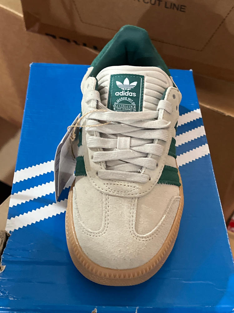 Adidas Samba XLG Originals GS Boys Shoes kids  Color: Taupe/Green , indigo/gold
