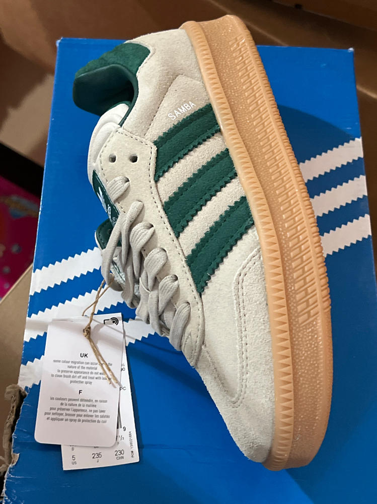 Adidas Samba XLG Originals GS Boys Shoes kids  Color: Taupe/Green , indigo/gold