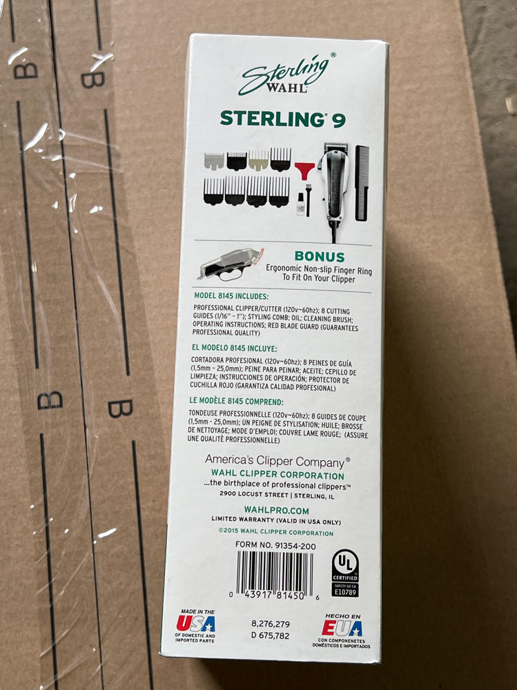 Wahl Professional Sterling 9 Clipper, High-Performance Corded Electric Hair Cutting Tool, Adjustable Blade, Silver
