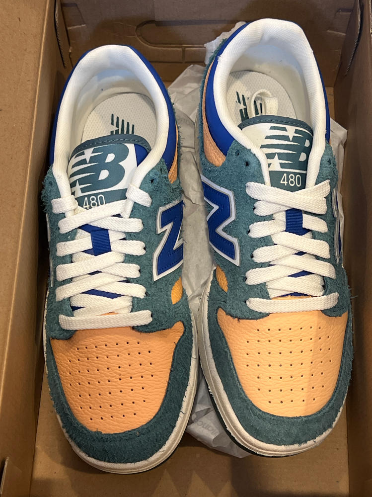 New Balance 480 GS Boys Shoes Size 6, Color: Green/Orange/Multi-Colored