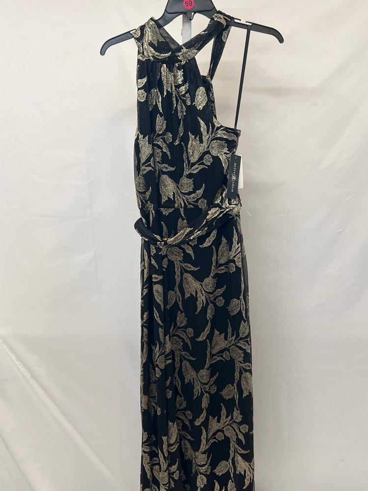 betsey and adam Dana Long Mock Neck Foil Wrap Dress black and gold  Dress by A27306P