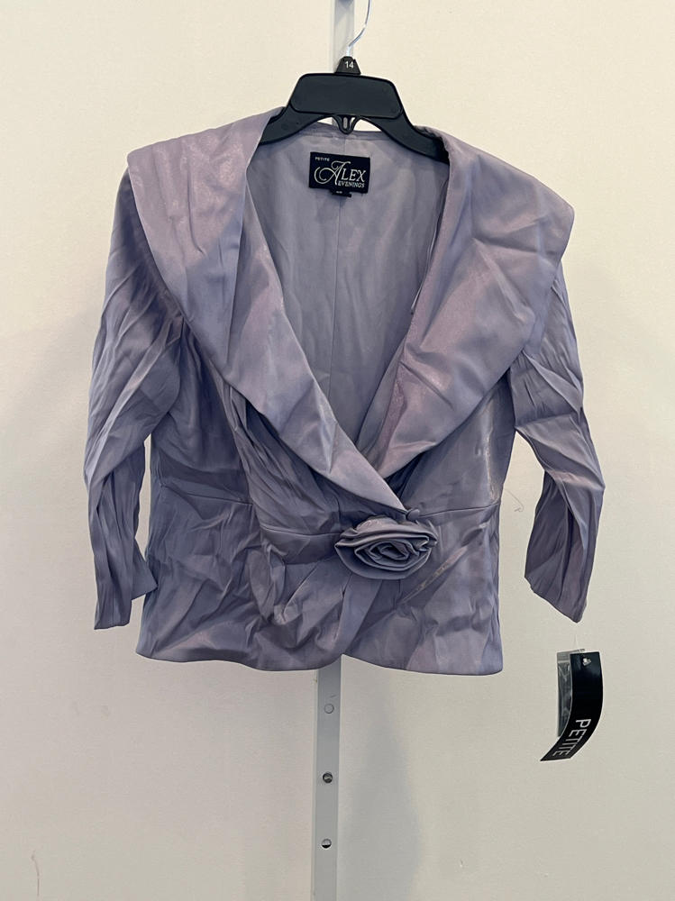 Alex Evenings Women's Collared Stretch Shimmer Blouse (Petite ), Lavender, SP