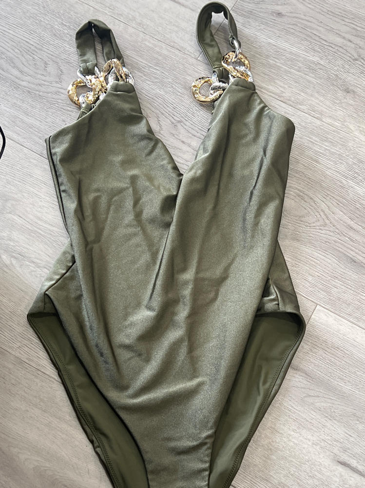 Simkhai Regan V Neck One Piece Swimsuit small and medium