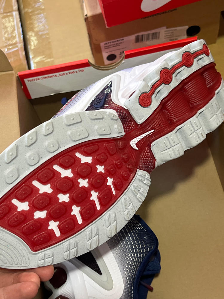 Nike Air Max Dn Big Kids' Shoes (HQ2869-100, White/Blue Void/Blue Void/Sport Red) Size 7