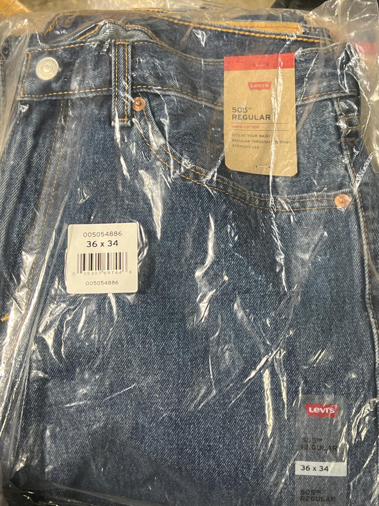 Levi's Men's 505 Regular Fit Jeans , Dark Stonewash jeans new