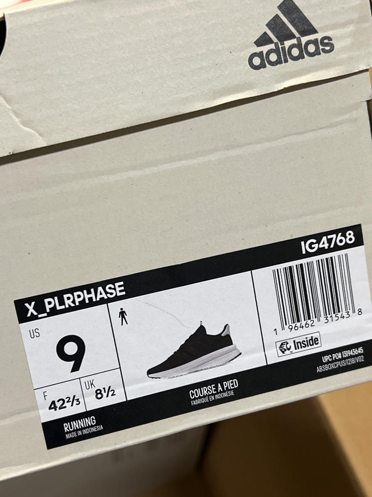adidas mens X_PLR Phase Core Black/Core Black/White 9