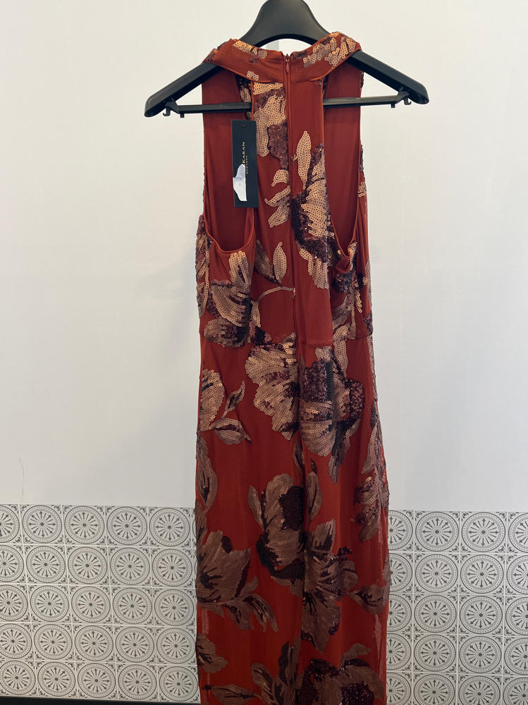 Floral Sequin Embellished Halter Gown by Donna Karan  Size 4