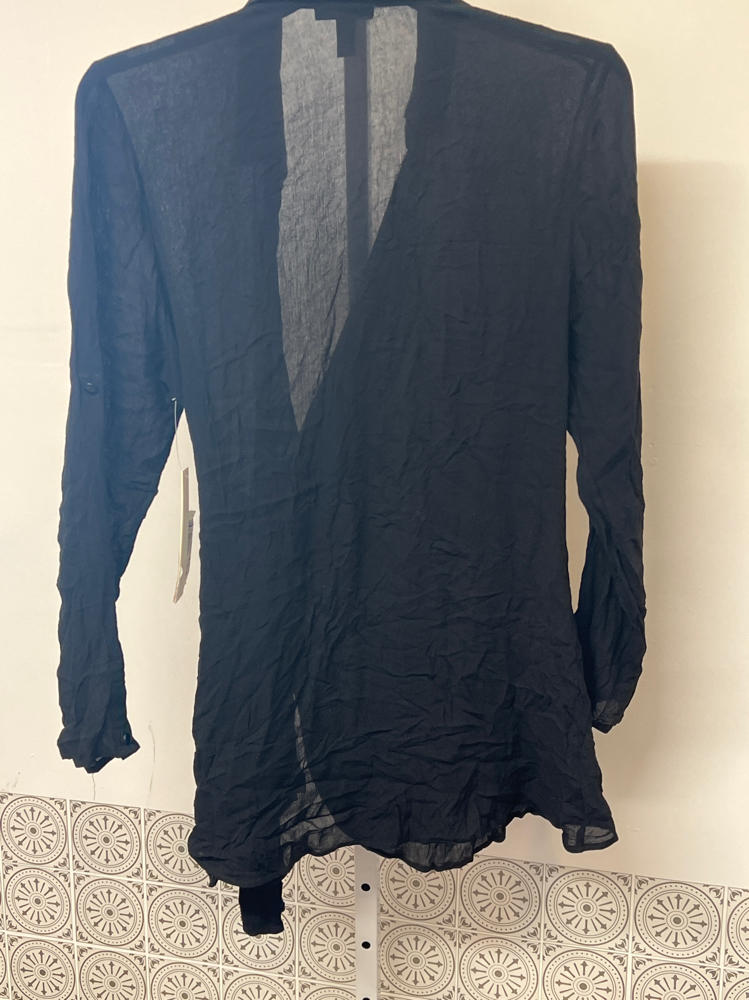 Aqua Swim Wrap Shirt Swim Cover-Up  black mini dress