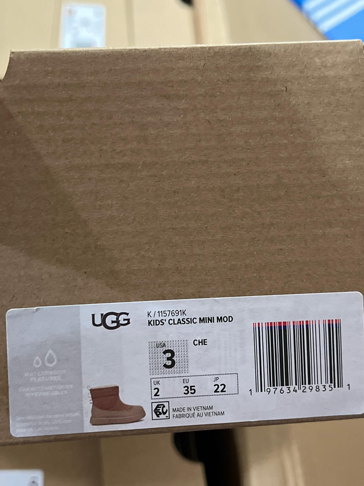UGG Kids K Classic Mini Mod Boot, Chestnut, 3