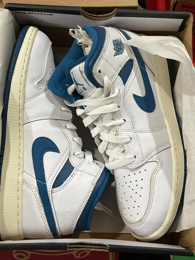Jordan Big Kid's 1 Mid SE White/Industrial Blue-Sail (FN7432 141) - 5