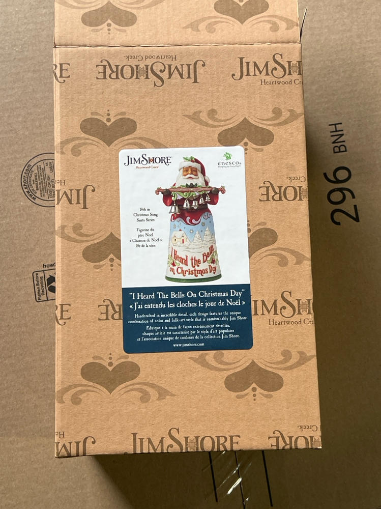 Enesco Jim Shore Heartwood Creek 18th Annual Song Series Christmas Day Santa with Bells Figurine- Stone Resin Hand Painted Crafted Collectible Santa Figurines Christmas Home Decor Statue, 10.04 Inch