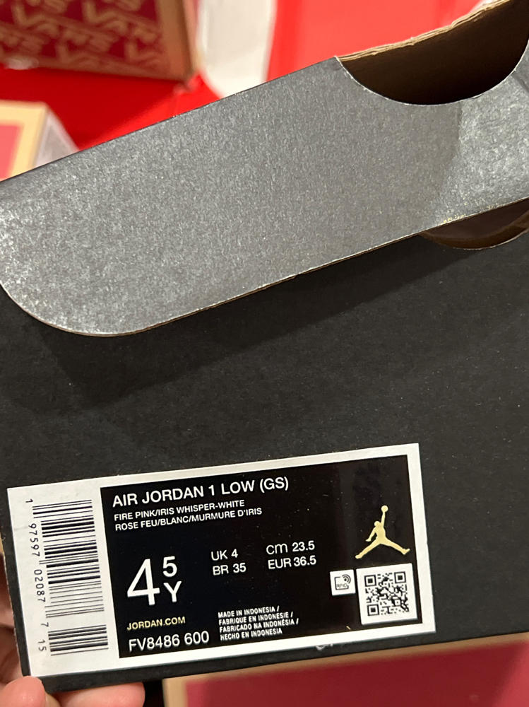 Big Kid's Air Jordan 1 Low GS Fire Pink/Iris Whisper-White (FV8486 600) Gradeschool - Size 4.5y, 5y
