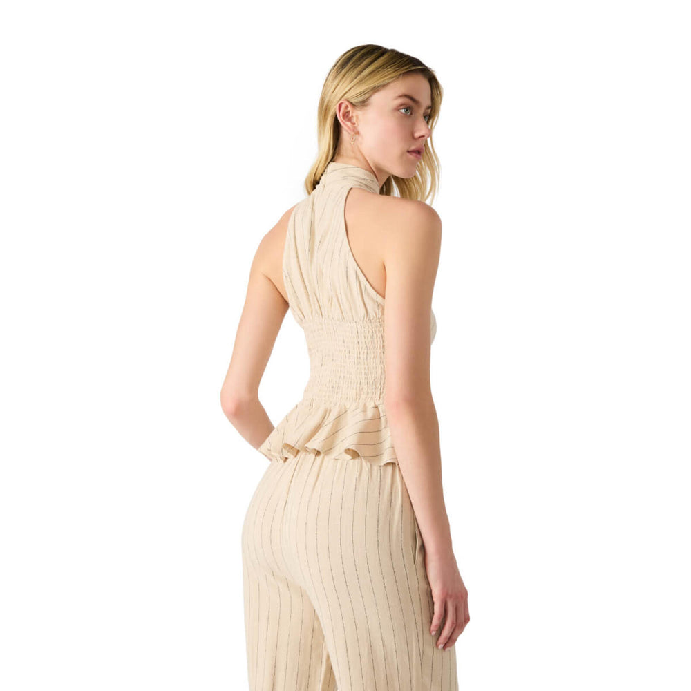 STEVE MADDEN STEVE MADDEN KOSTA STRIPE CROSSOVER PEPLUM TOP
