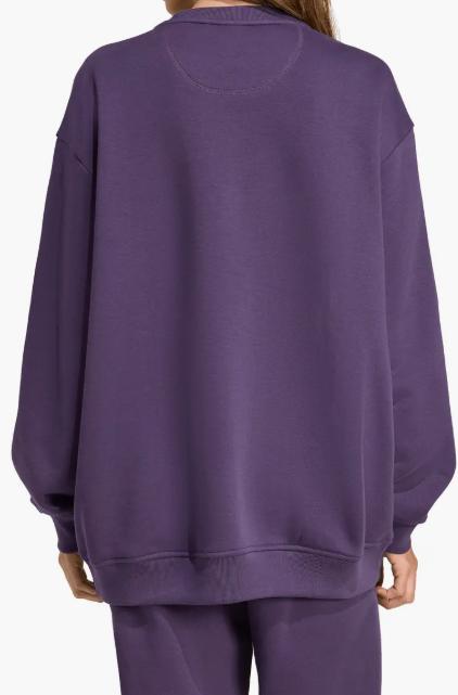 new Adidas women's Essentials Fleece Long Oversized Crew Sweatshirt purple