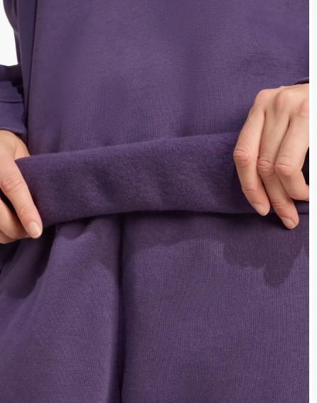 new Adidas women's Essentials Fleece Long Oversized Crew Sweatshirt purple