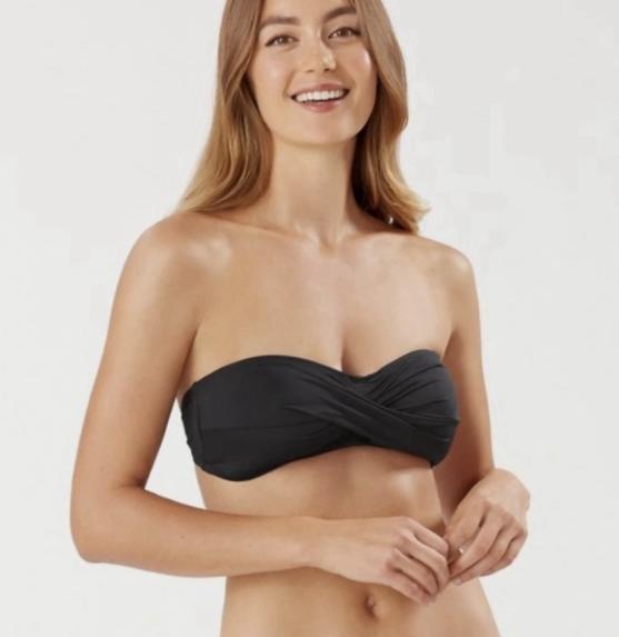 Tommy Bahama Women's pearl twist Bikini Top, Black, XS, Bandeau swim