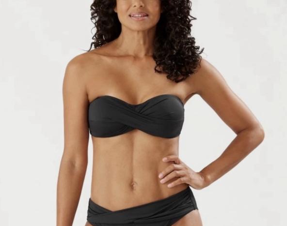 Tommy Bahama Women's pearl twist Bikini Top, Black, XS, Bandeau swim