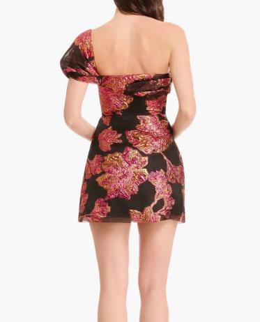 Dress the Population Olive Floral Jacquard Off the Shoulder Cocktail Minidress