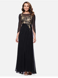 sold Betsy & Adam Womens Metallic Embroidered Evening Dress Black 10, Black/Gold