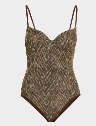 Ramy Brook Women's Standard Printed Jayda Onepiece, Beach Brown Zebra