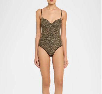 Ramy Brook Women's Standard Printed Jayda Onepiece, Beach Brown Zebra