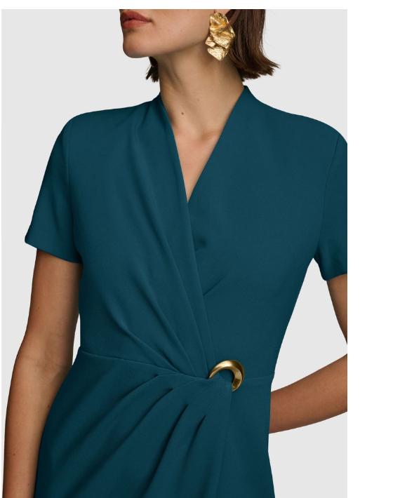 Donna Karan Women's Ruched O-Ring Sheath Dress - Tide size 12